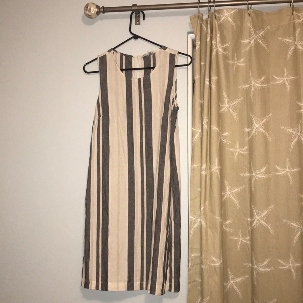 Blue and white striped dress